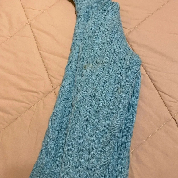 Croft & Barrow Turquoise Comfy Cable Knit Turtleneck Sweater Size Large - Picture 3 of 12